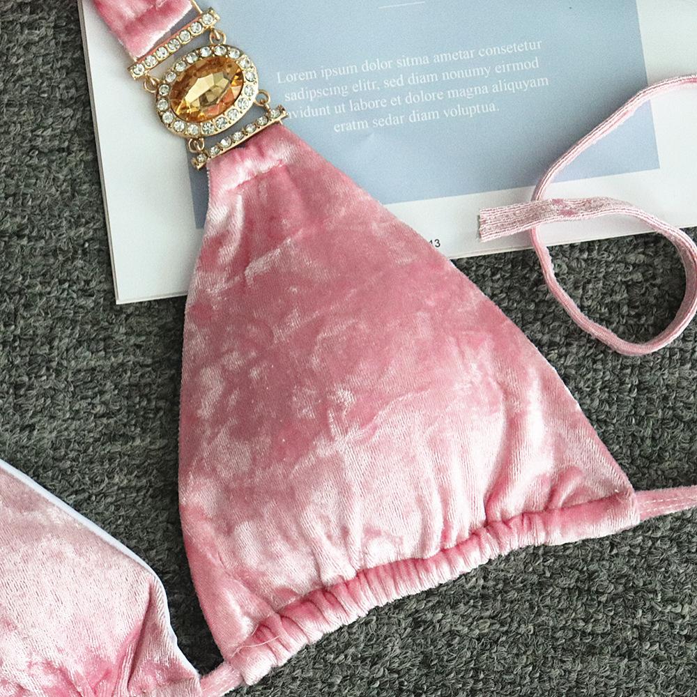 Sexy Summer Womens Bandage Bikini Sets Velvet Swimsuits Swimwear Push